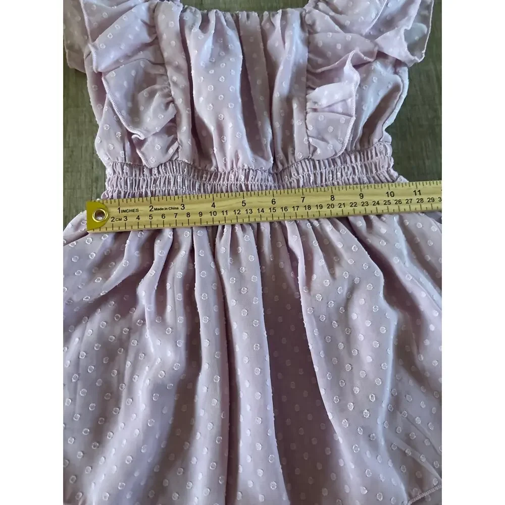 Cat & Jack Girls Size S 6/7 purple Swiss Dot Ruffle Tiered Dress